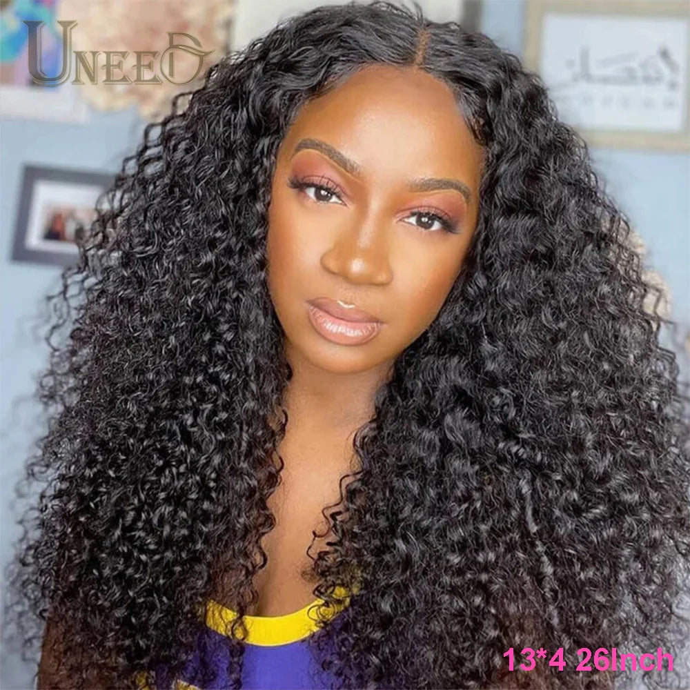 Kinky Curly Wig 13x4 Human Hair Lace Frontal Wigs Mongolian Kinky Curly Human Hair Lace Front Wig For Women 180% 200% Density