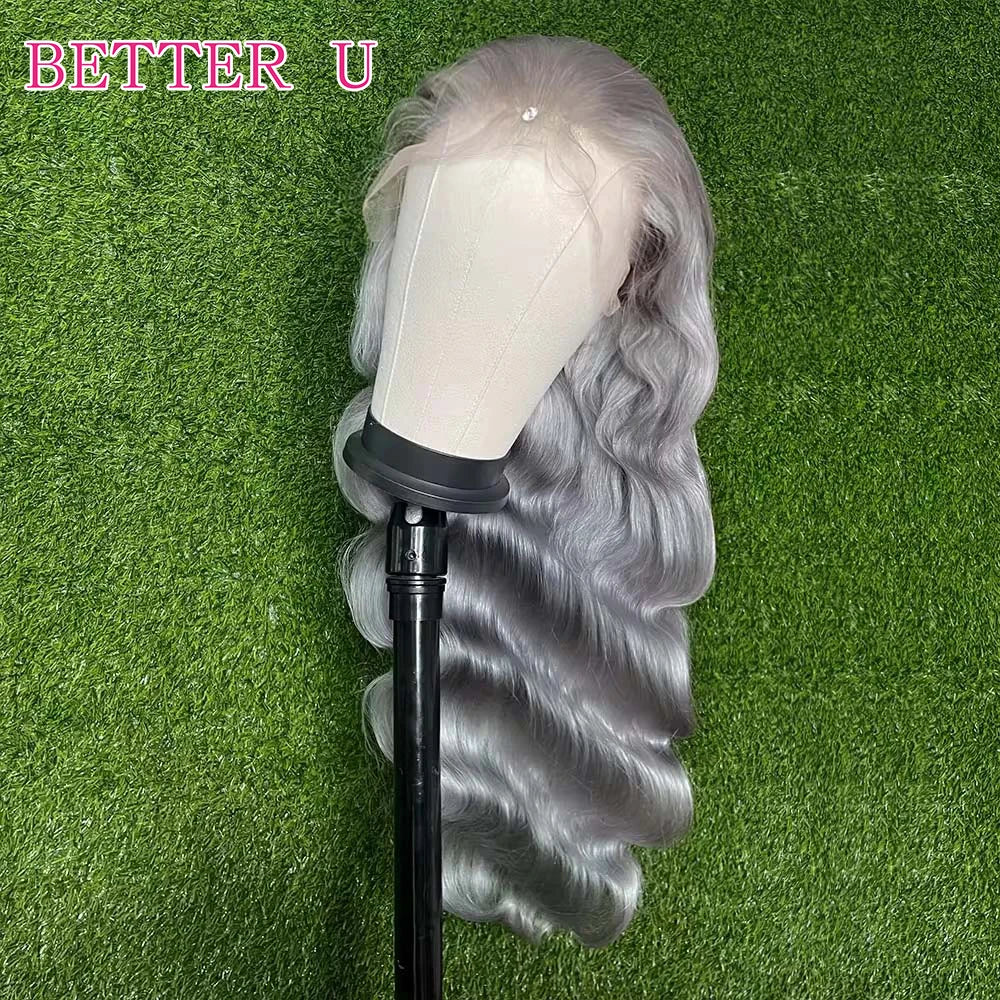 Grey Human Hair Wigs Raw Hair Sliver Body Wave Colored 13X6 HD Lace Frontal  Wig For Women Gray 13x4 Transparent Lace Front Wig