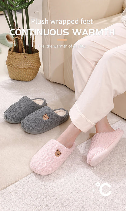 Cotton slippers for women in autumn and winter, new indoor and household anti slip warm plush slippers for men