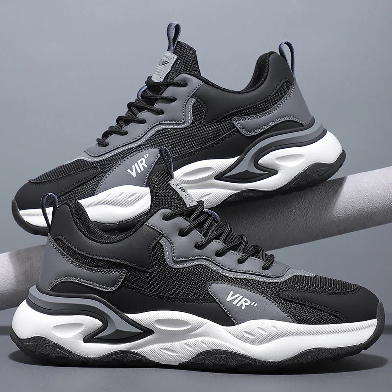 Spring and Summer New Breathable Mesh Casual Men's Running Shoes, Running Casual Sports Shoes, Anti-slip Lace-up Sports Shoes