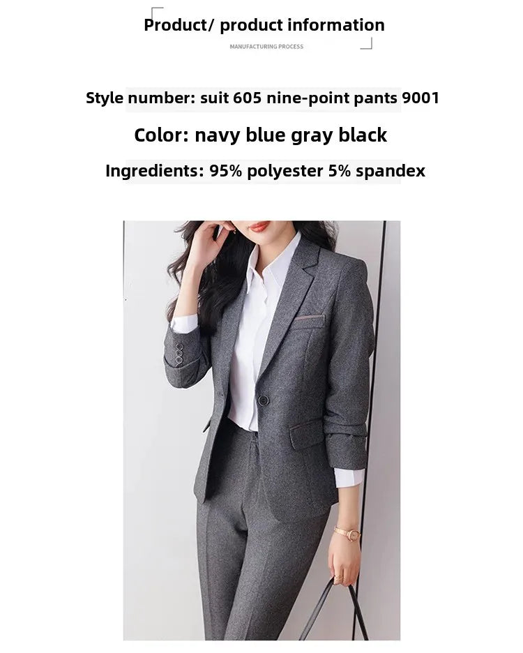 Elegant Western-Style Black Suit Jacket For Women Fashionable Professional Workwear Ideal For Interviews And Office Settings