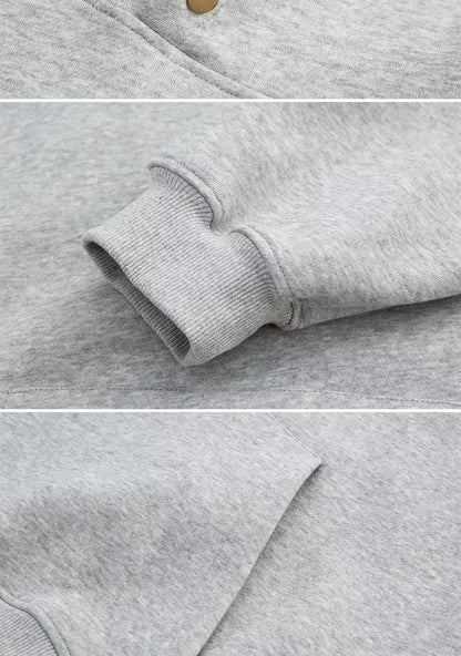 American Style Hoodie Men's Hong Kong Style Spring Autumn New Loose Casual Heavy Grey Jacket Brand None( AE Stock)