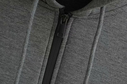 Autumn Women Gray Jacket with Hood Long Sleeve Big Pocket Zipper Jacket Coat Woman Loose Casual Outerwear Coat Tops