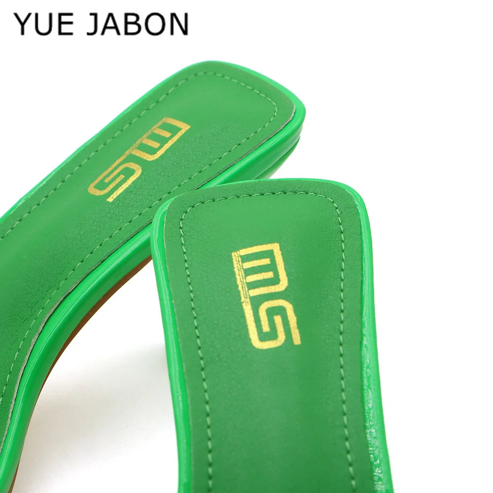 Black Red High Heel Slippers Women Open Toe Slingback Sandals Female Pumps Square Toe Summer Simple Designer Heeled Sandals