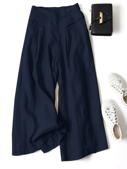 plus Size Women's Solid Color Elastic Waist Leggings Casual Loose Trousers Polyester XL-5XL Comfortable Fit 2025