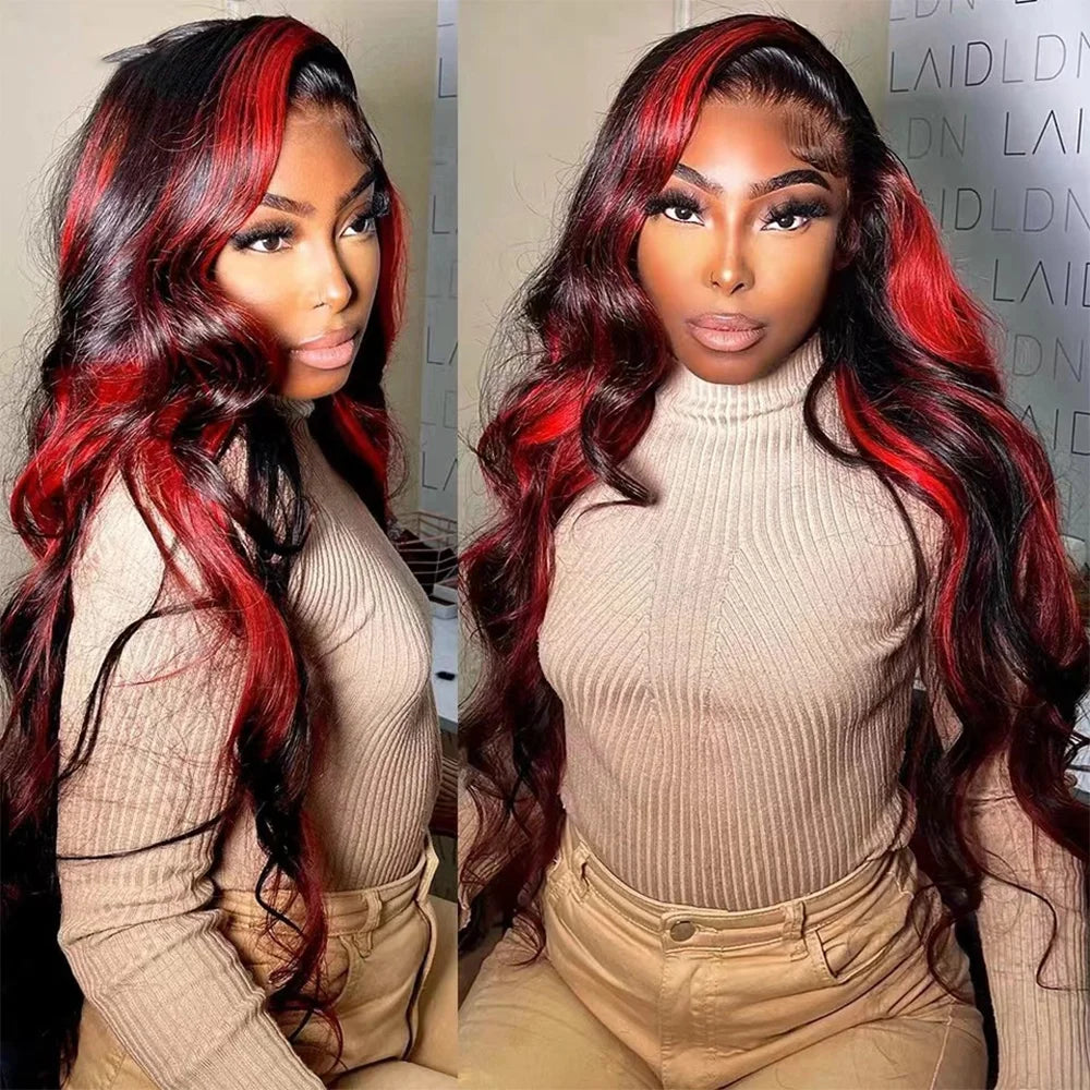 Highlight Wig Human Hair 1B 99J Burgundy Body Wave Lace Front Wigs For Woman 13x4 HD Lace Frontal Wig Colored Human Hair Wigs