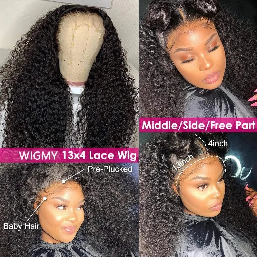 Kinky Curly Wig 13x4 Human Hair Lace Frontal Wigs Mongolian Kinky Curly Human Hair Lace Front Wig For Women 180% 200% Density