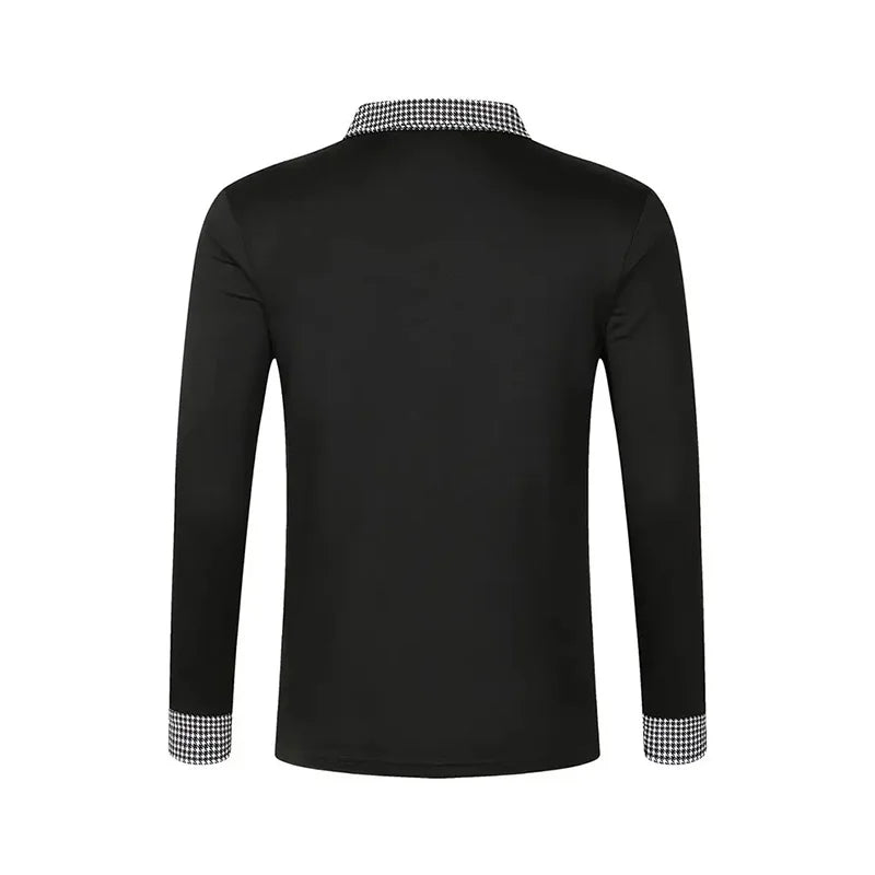 Spring and Autumn Men's Long Sleeve Polo Shirt Classic Business Office T-shirt Male Street Casual Fashion Solid Color Top