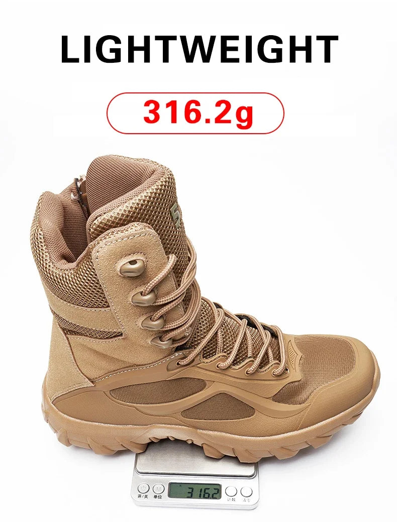 Man Tactical Military Boots Winter Men Work Safty Shoes Special Force Desert Combat Army Boots Outdoor Ankle Hiking Shoes