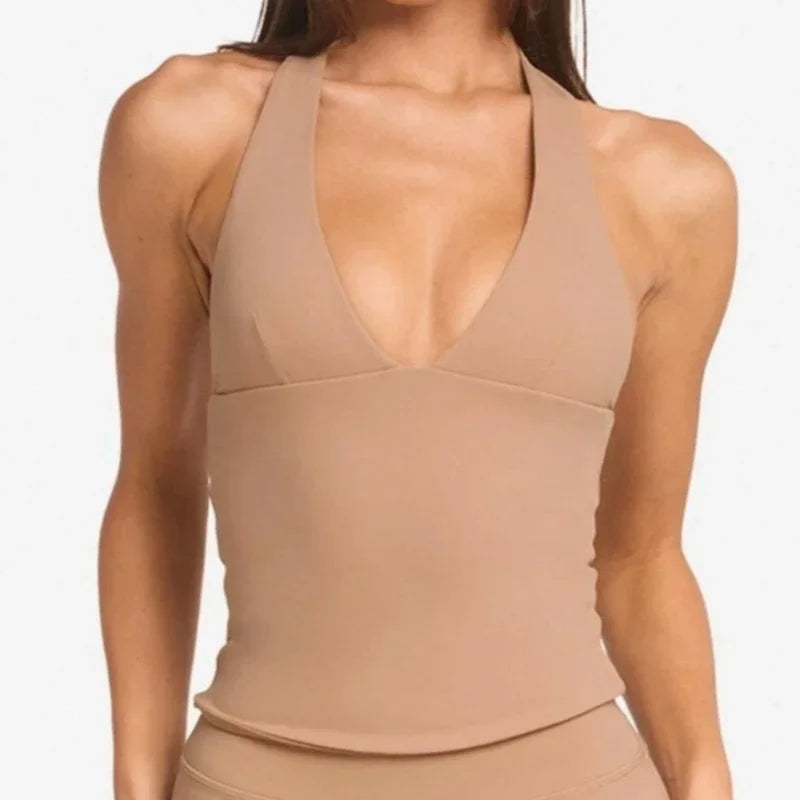 Woman Top Gym  Impact Halter Top Clothes Chest Pad Yoga Tank Tops Push-up Sports Bra Fitness Workout Activewear