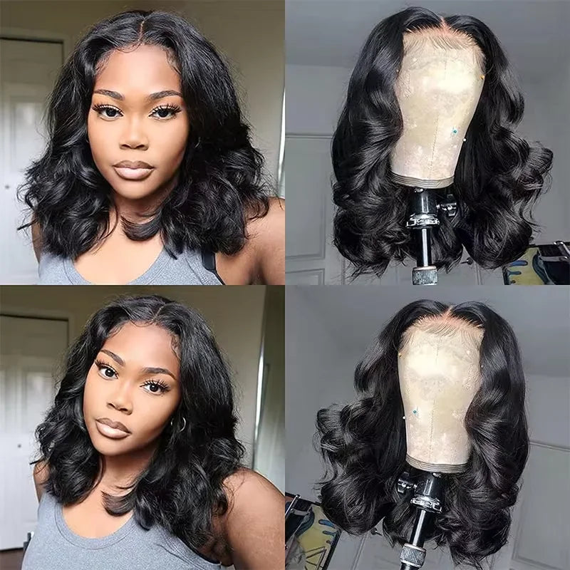 250% Density Loose Body Wave Short Bob Human Hair Brazilian 13x4 HD Lace Front Wig For Black Women Glueless Frontal Closure Wigs