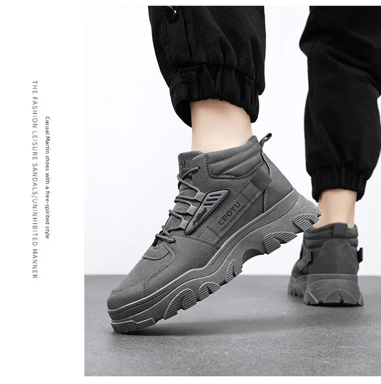 Spring Men's High Top Breathable Work Shoes Trendy All-Match Anti-Slip Wear-Resistant Sports Casual Labor Protection Shoes