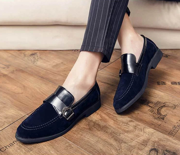 Suede Man Casual Shoe Flat Pointed Toe Office Loafers Height Increasing Leather Shoes For Men 2025 New Arrivals Luxury Sale