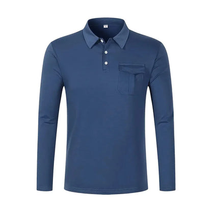 Spring and Autumn Men's Polo Shirt Lapel Pocket T-shirt Men's Business Casual Long sleeved European and American Plus Size