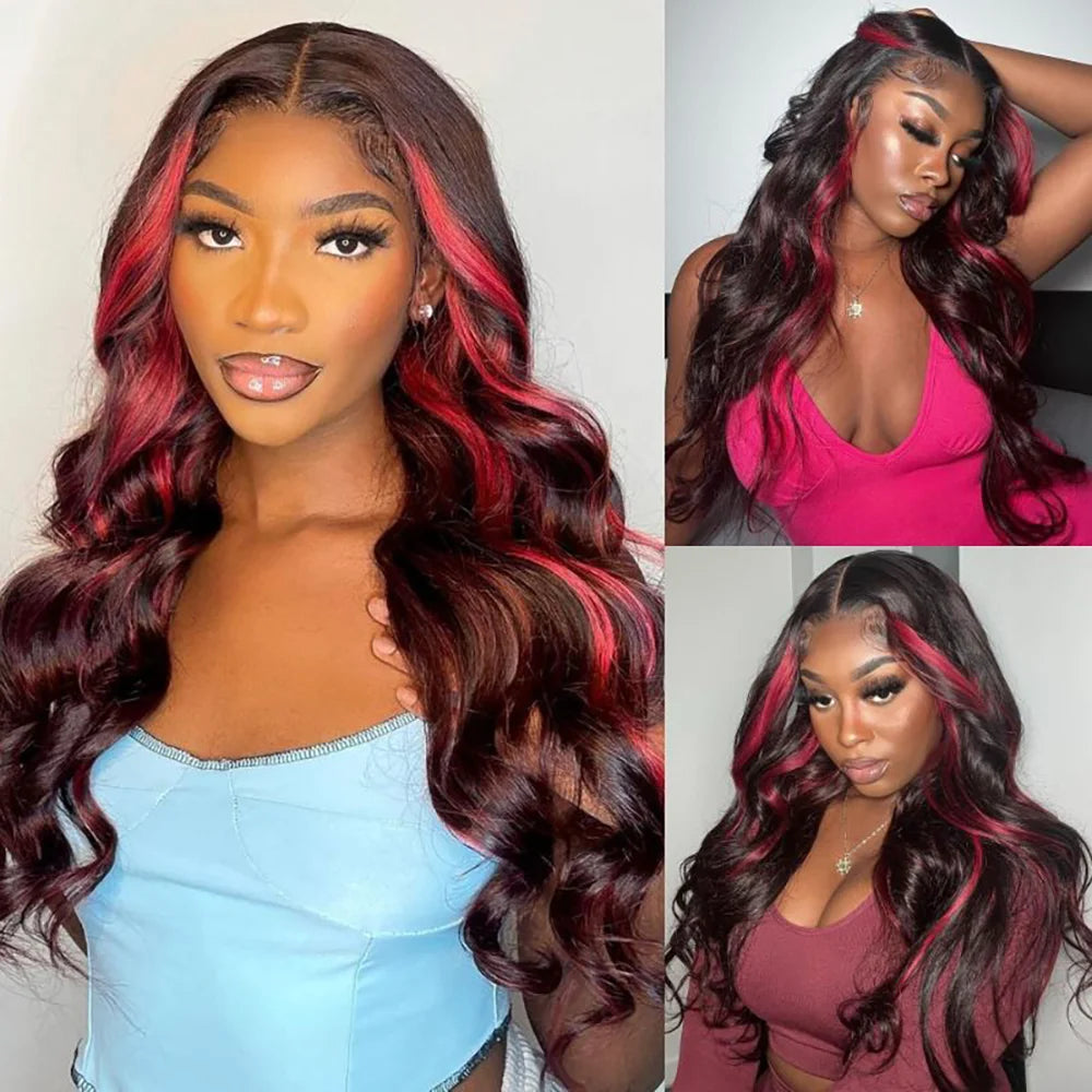Highlight Wig Human Hair 1B 99J Burgundy Body Wave Lace Front Wigs For Woman 13x4 HD Lace Frontal Wig Colored Human Hair Wigs