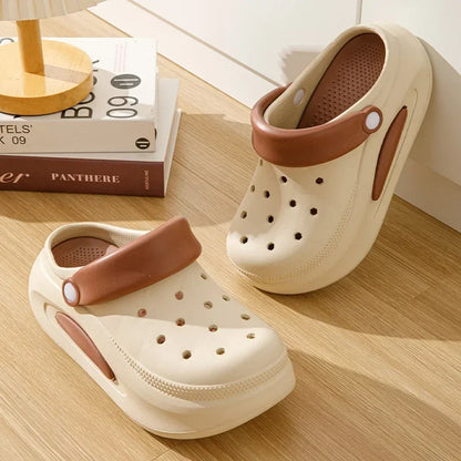 High quality Baotou semi-cool slippers for women, height-increasing, anti-slip, anti-odor, thick-soled beach and seaside crocs