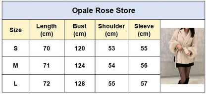 Elegant Lace Up Woolen Short Coat Solid Loose Lapel Furry Belt Long Sleeve Jacket Female 2025 Autumn Winter Lady Chic Cardigan