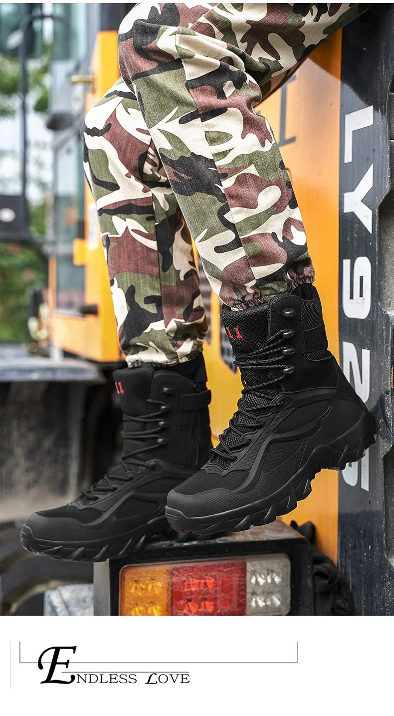 Man Tactical Military Boots Winter Men Work Safty Shoes Special Force Desert Combat Army Boots Outdoor Ankle Hiking Shoes