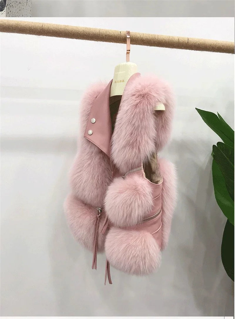 Autumn Winter Splicing Imitation Fox Fur Grass Vest Women Short Jacket 2025New Fashion Versatile Sleeveless Lady Waistcoat Coat