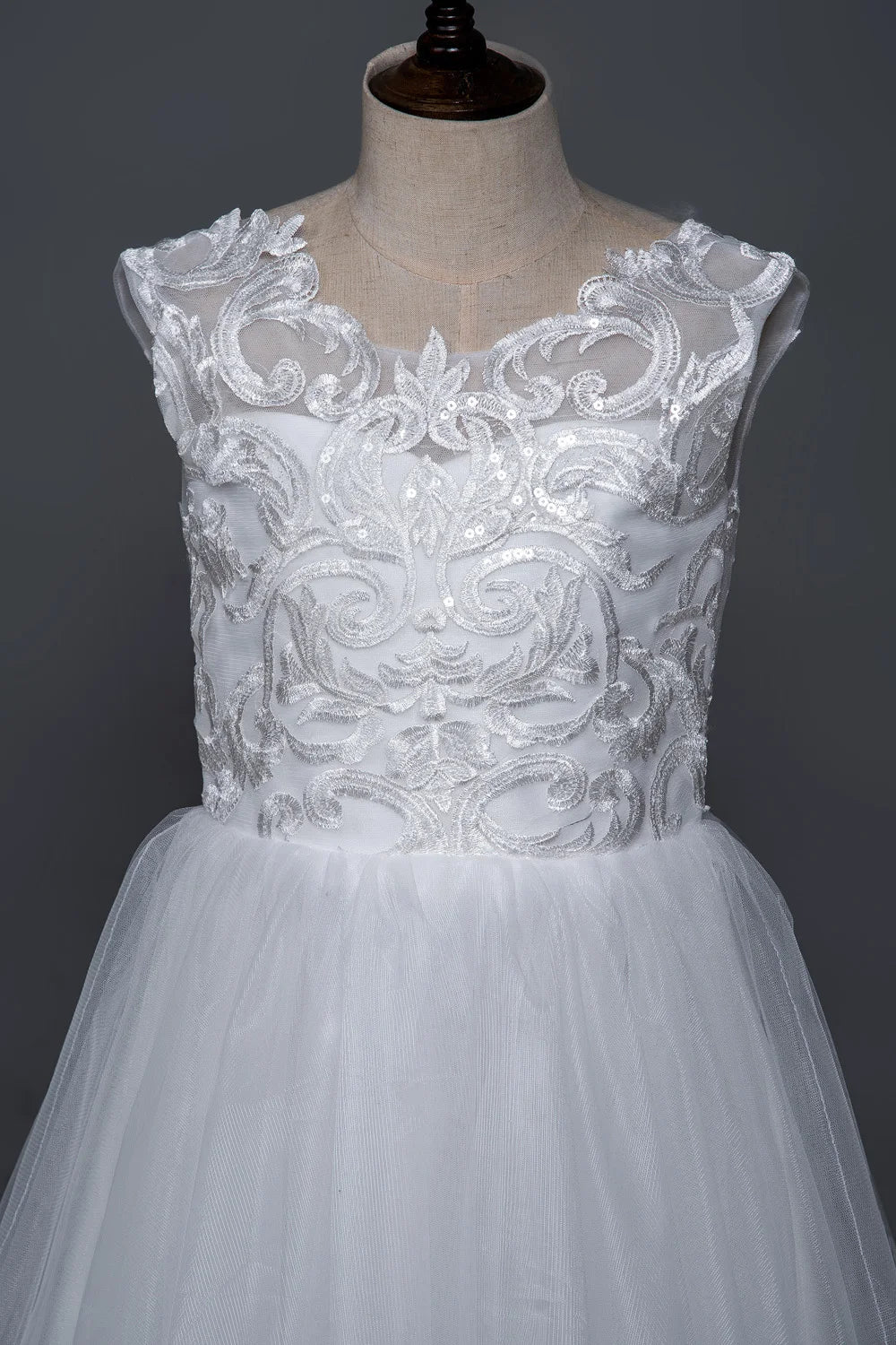 White Bridesmaid Dresses For Girls Princesss Flower Girl Dress Big Bow Lace First Communion Gown Kids Wedding Party | STEPHANIE