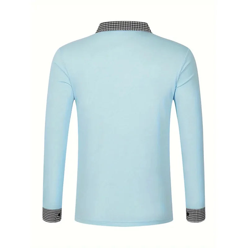 Spring and Autumn Men's Long Sleeve Polo Shirt Classic Business Office T-shirt Male Street Casual Fashion Solid Color Top