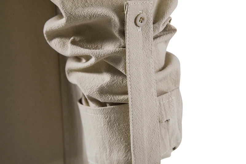 New Men's Casual Blouse Cotton Linen Shirt Tops Long Sleeve Tee Shirt Spring Autumn Slanted Placket Vintage Yoga Shirts