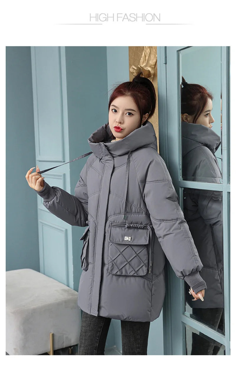 New Winter Women Jacket Coats Long Parkas Female Down Cotton Hooded Overcoat Thick Warm Jackets Windproof Female Outerwear