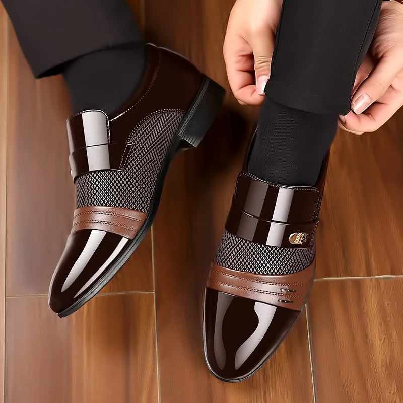 Men's Dress Shoes Pointed Toe Oxfords Classic Business Men Leather Shoes Slip on Wedding Casual Shoes Office Comfortable Loafers