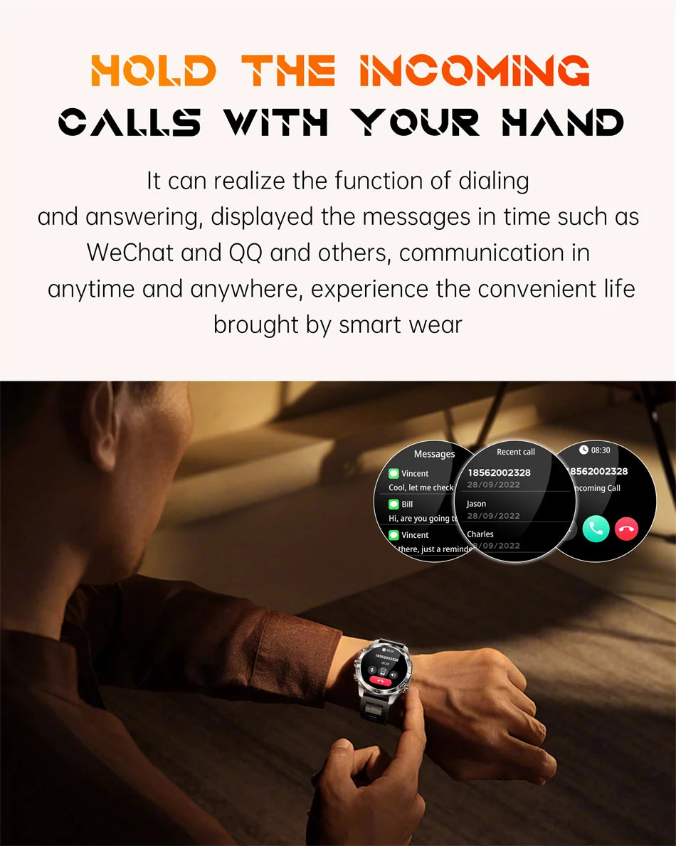 New Outdoor Sport Smart Watch Men 1.46" AMOLED Screen LED Flashlight 515mAh Battery 10ATM Waterproof Bluetooth Call Smartwatch