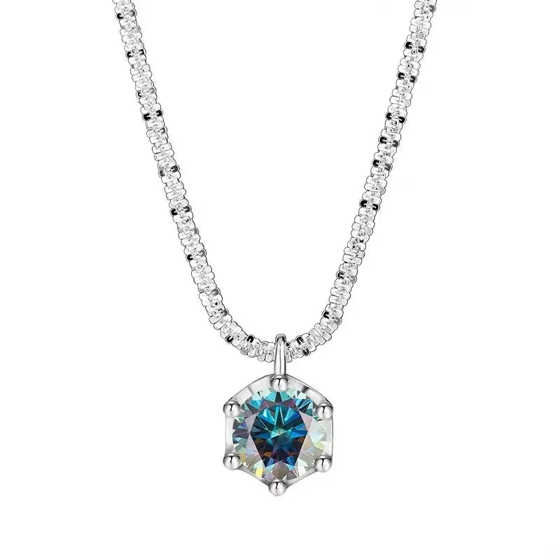 TEN CARATS 0.5-2CT GRA Moissanite Necklace for Women D Color Sparkling Classic Lab Diamon Pendant Sterling Silver 925