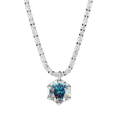 TEN CARATS 0.5-2CT GRA Moissanite Necklace for Women D Color Sparkling Classic Lab Diamon Pendant Sterling Silver 925