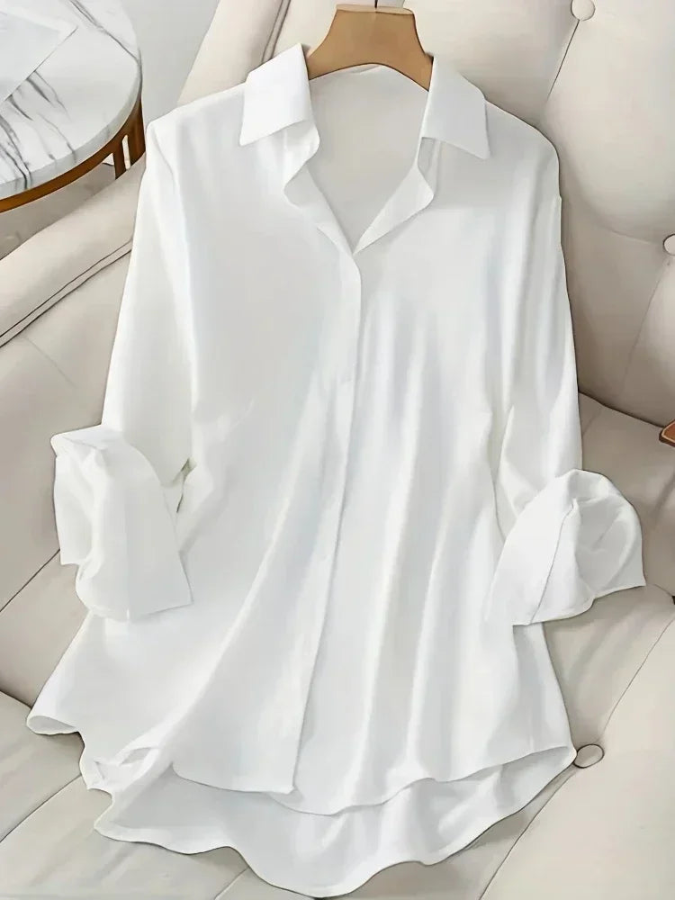 Plus Size Shirts New Women's Casual Loose Fashion Top Elegant Korean Style Solid Sweet Blouses Single-breasted Lapel