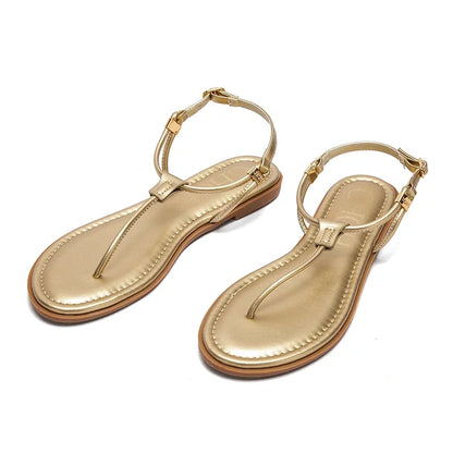 2025 Sandals Summer Women's Shoes Thin Bottom Flat Spaghetti Straps Casual Sandals Luxury Brand New