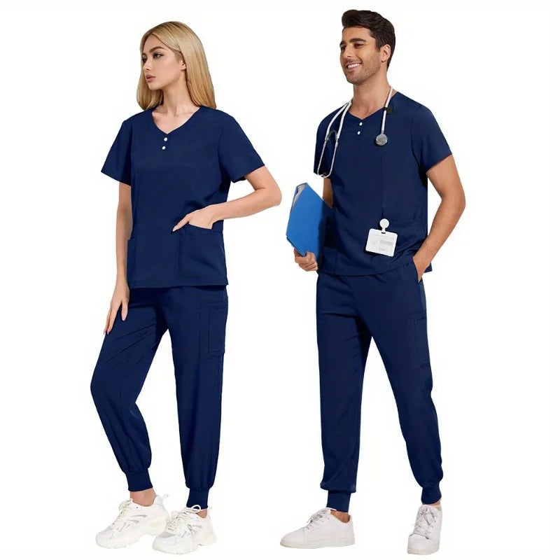 Ideal for Women in Pet Stores & Beauty SPA Spa Scrubs Top and Pants Women's and Men's 2-Piece Soft Scrubs Set