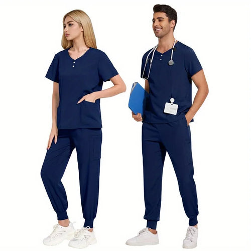 Ideal for Women in Pet Stores & Beauty SPA Spa Scrubs Top and Pants Women's and Men's 2-Piece Soft Scrubs Set