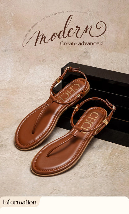 2025 Sandals Summer Women's Shoes Thin Bottom Flat Spaghetti Straps Casual Sandals Luxury Brand New