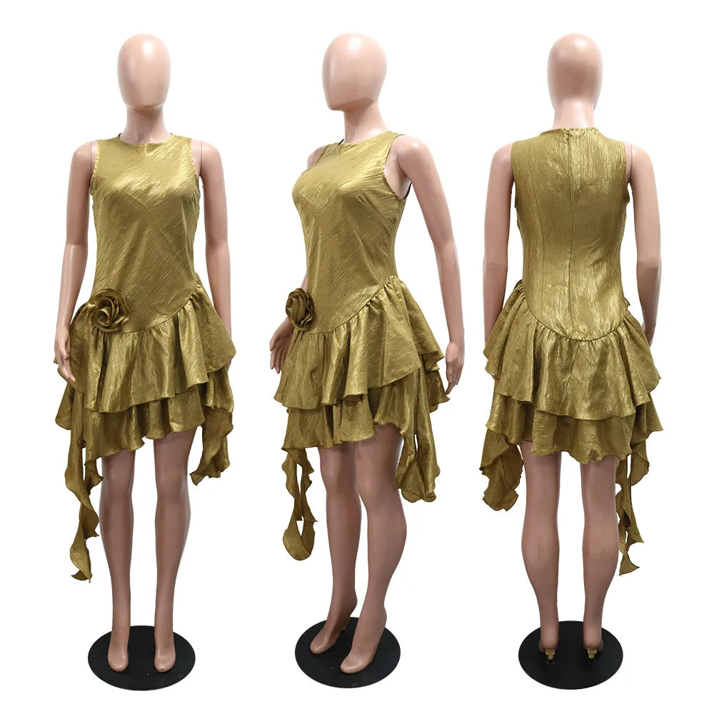 Womens Dresses Irregular Elegant Party Dresses Female Clothing Flower Prom Evening Dresses Wedding Guest Woman Dress HXY269