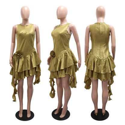 Womens Dresses Irregular Elegant Party Dresses Female Clothing Flower Prom Evening Dresses Wedding Guest Woman Dress HXY269