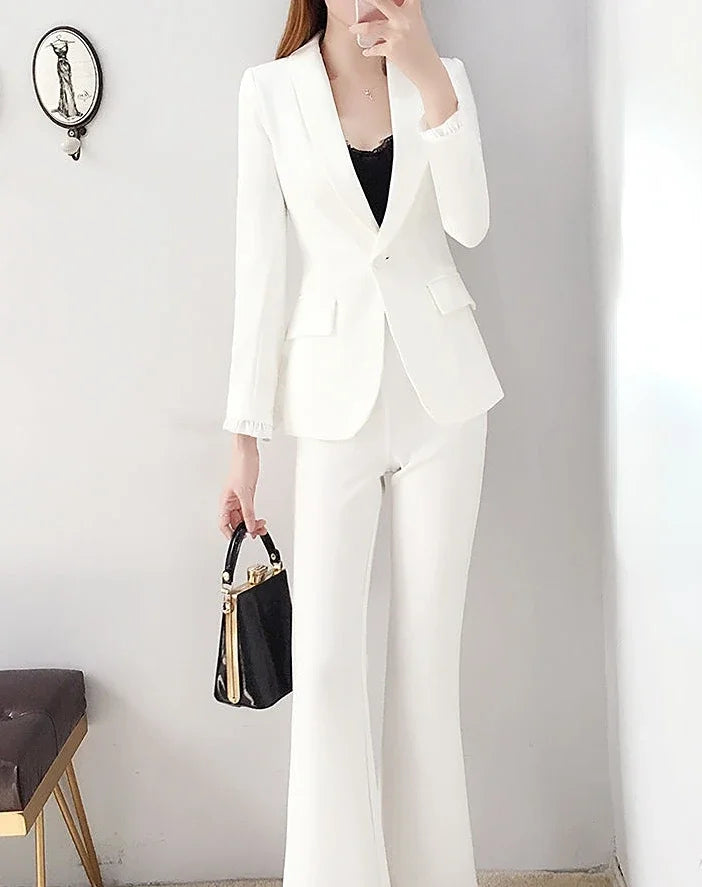 Blazer and White Trouser Suit Professional Womens 2 Pant Sets Two Piece Set Pants for Women Business Wear To Work Outfit Formal