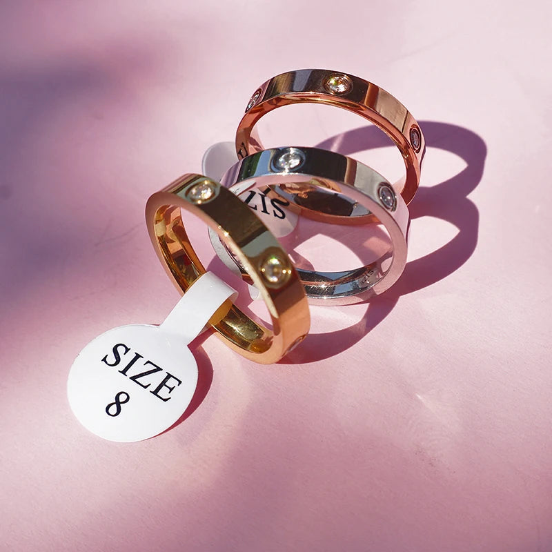 Zircon Stainless steel ring for man crystal rings for woman 2025 new trend Luxury Jewelry