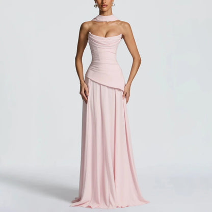 Wedding Guest Dresses for Women 2025 Strapless A Line Formal Party Gowns with Scarf Backless Long Evening Dress Customized