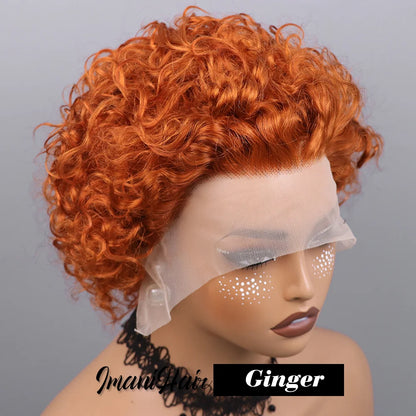 Short Curly Pixie Cut Lace Front Wigs 6 inch, 13X1 Human Hair HD Lace Front Wigs Plucked for Black Women 6 Inch, Natural Black