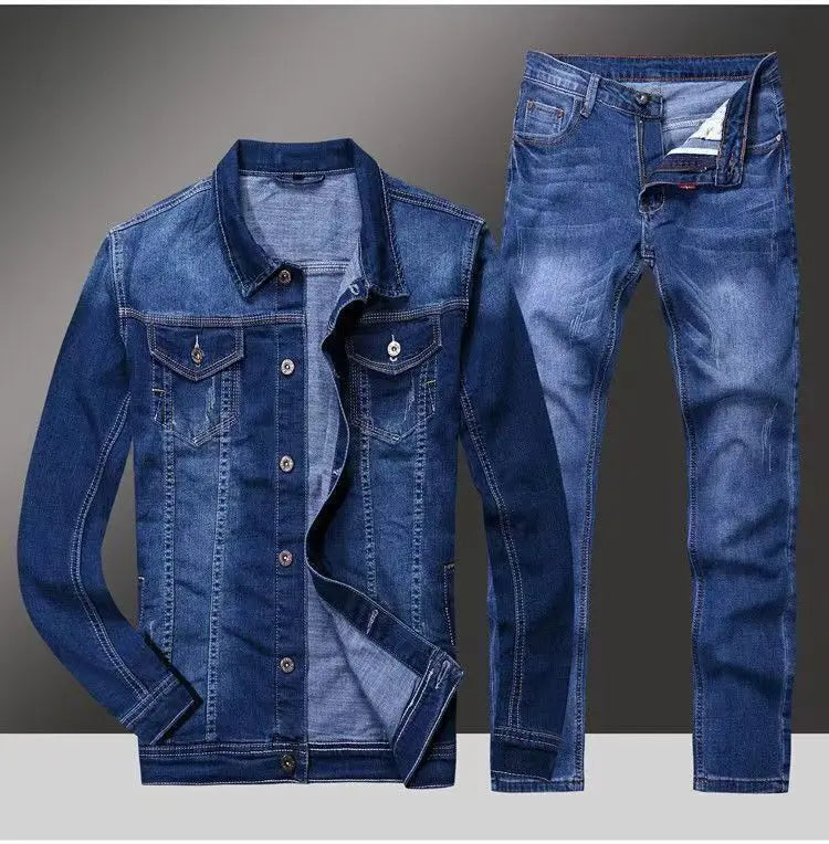 Spring Autumn Men's Denim Suit Loose Korean Trendy Two-Piece Versatile Outerwear Casual Jacket Denim sets