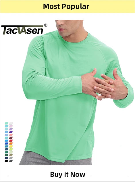 TACVASEN Men Outdoor T-shirts Work Polos Summer Quick Dry T-shirts Long Sleeve Lightweight Golf T-shirts Tee Tops