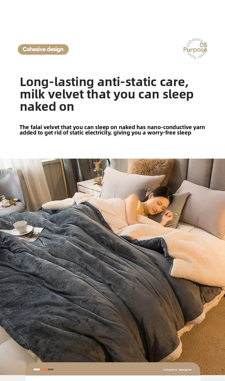 Solid Color Thickening Lamb Wool Multifunctional Duvet Blanket Bed Cover Bedspread on The Bed Keep Warm Winter Bed Blankets