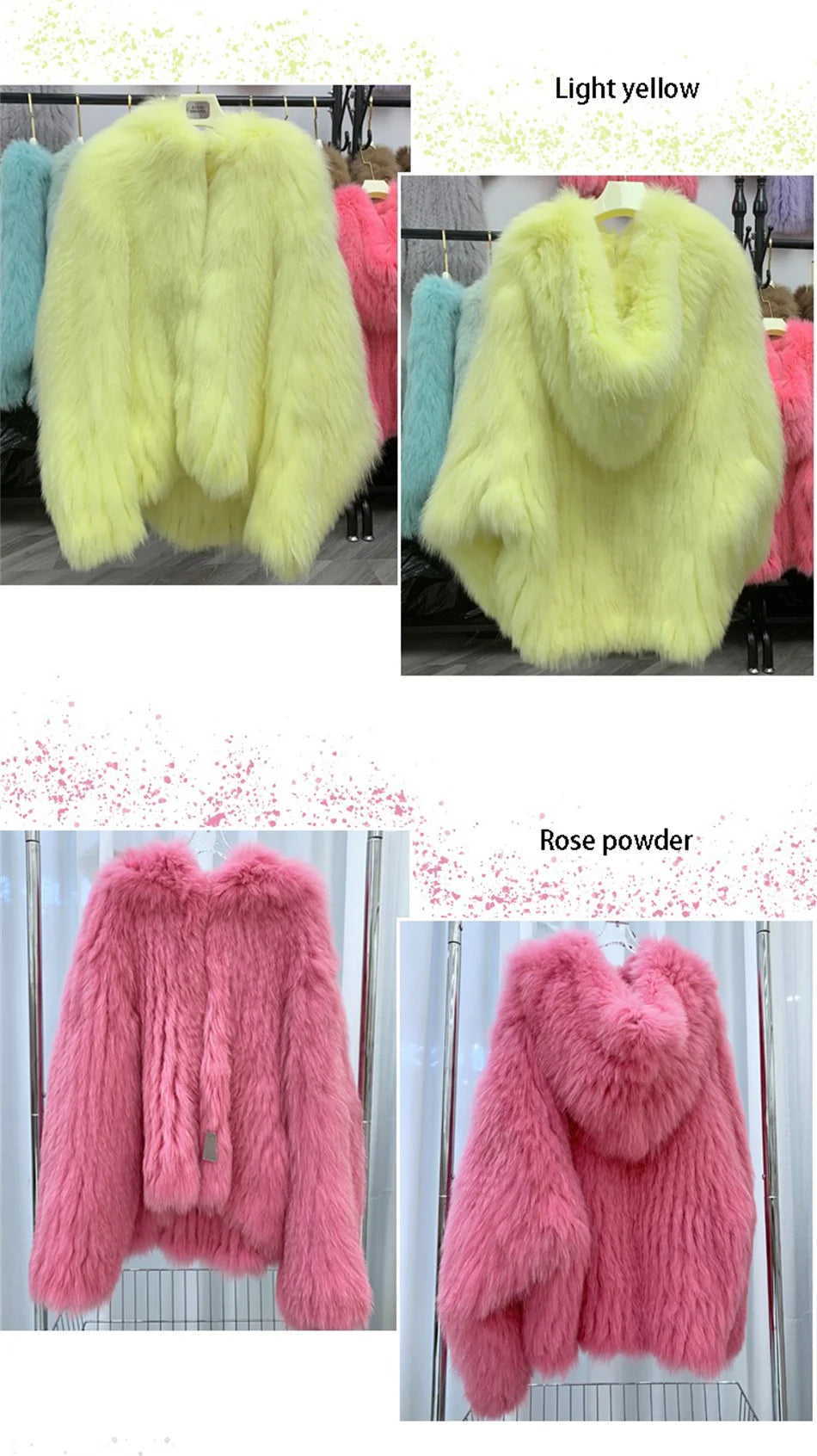 Fox Fur Coat Women's Winter Fashion Warm 100% Fox Fur Coat Hooded Long Sleeved Sweet Women's Luxury Designer Coat