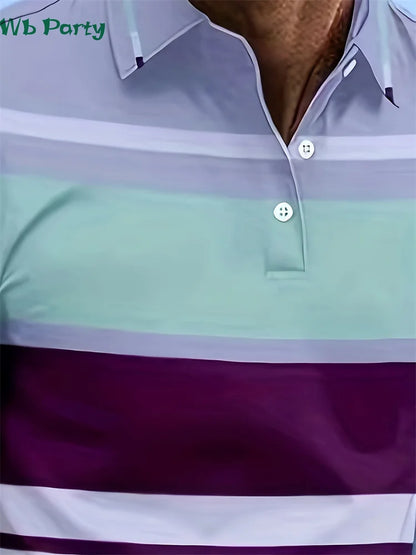 Striped Print Men's Shirts Fashion T shirt Men Simple Men's Clothing Lapel Shirts for Men Men's Clothing 2024 Mens Polo Shirts