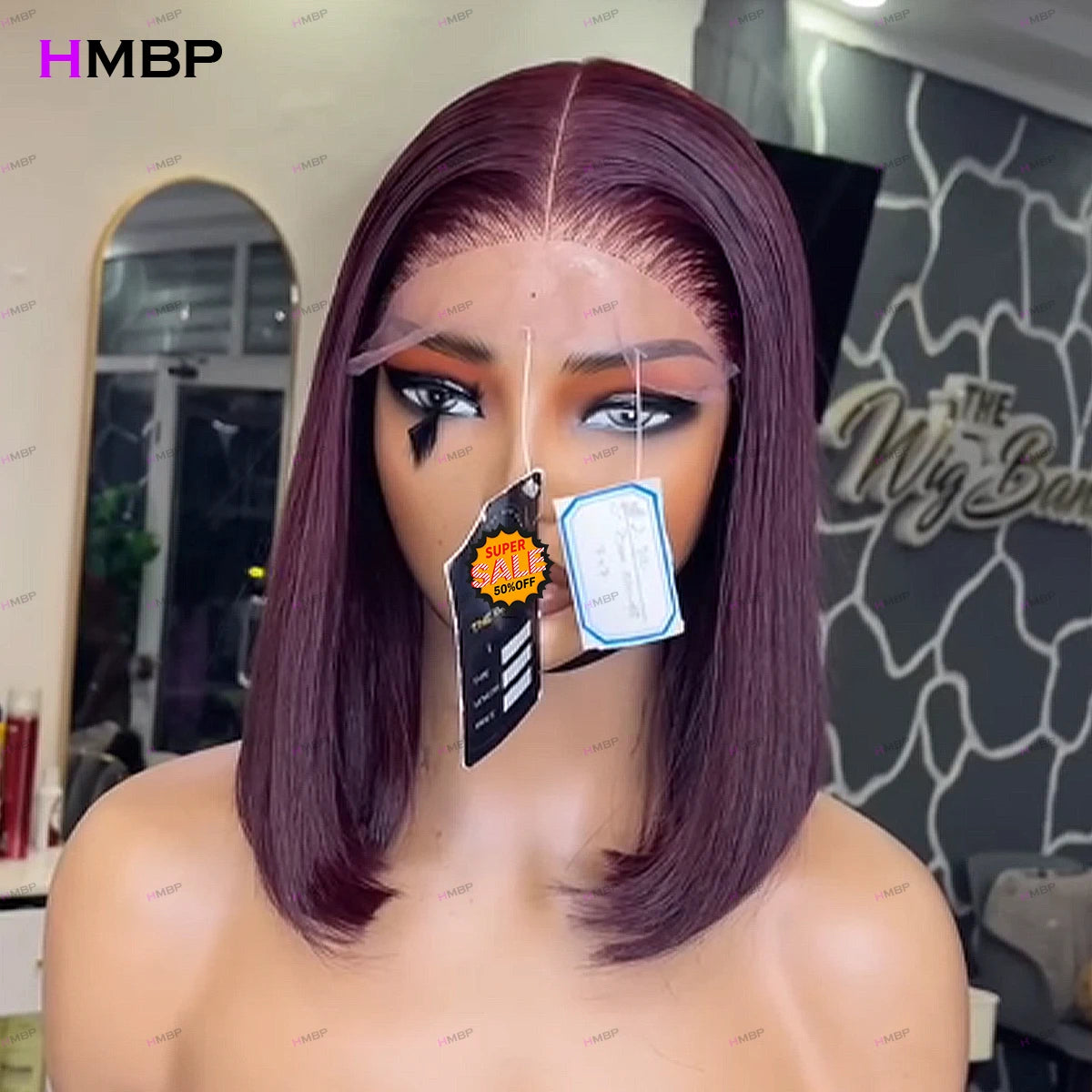 Straight Bob Wig Purple Color Super Double Drawn 13x4/13x6 HD Glueless Lace Frontal Wig Human Hair Ready To Wear Closure Wig