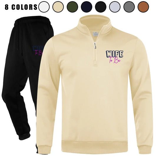 Men's Tracksuit Jogging Suit Set Workout Quarter Zip 2 Piece Printed Sweatsuit