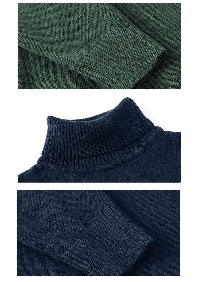 2025 Autumn Winter Children's Cotton Sweater Full Sleeve Turtleneck Knitwear Baby Boys Girls Clothing Warm Soft Jumper Pullovers